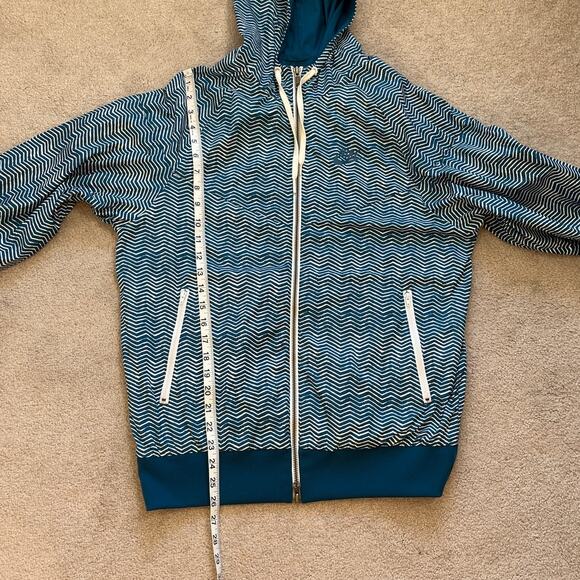 Nike Mens Hoodie Windbreaker Jacket Size M Blue White All Over Print Lined - Picture 7 of 7